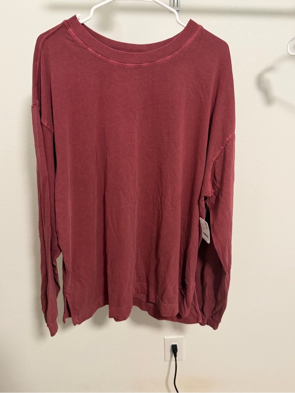 Free People Washed Long Sleeve Top in Mauve